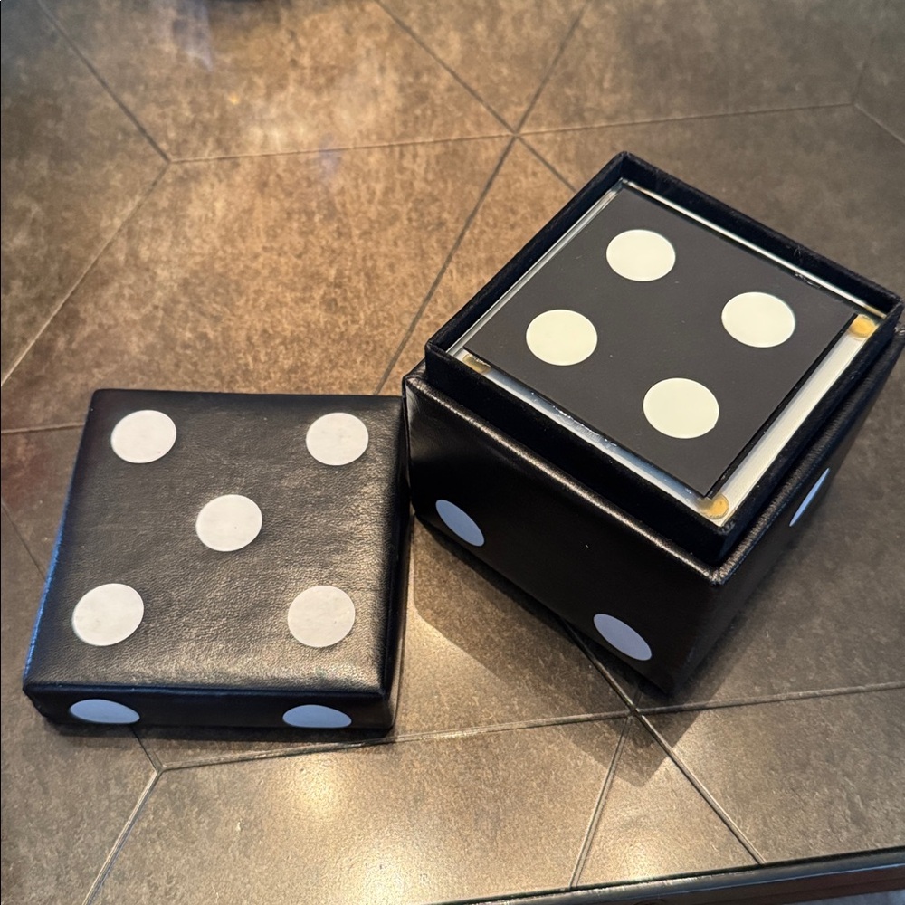 Vintage Black and White Dice Coaster Set